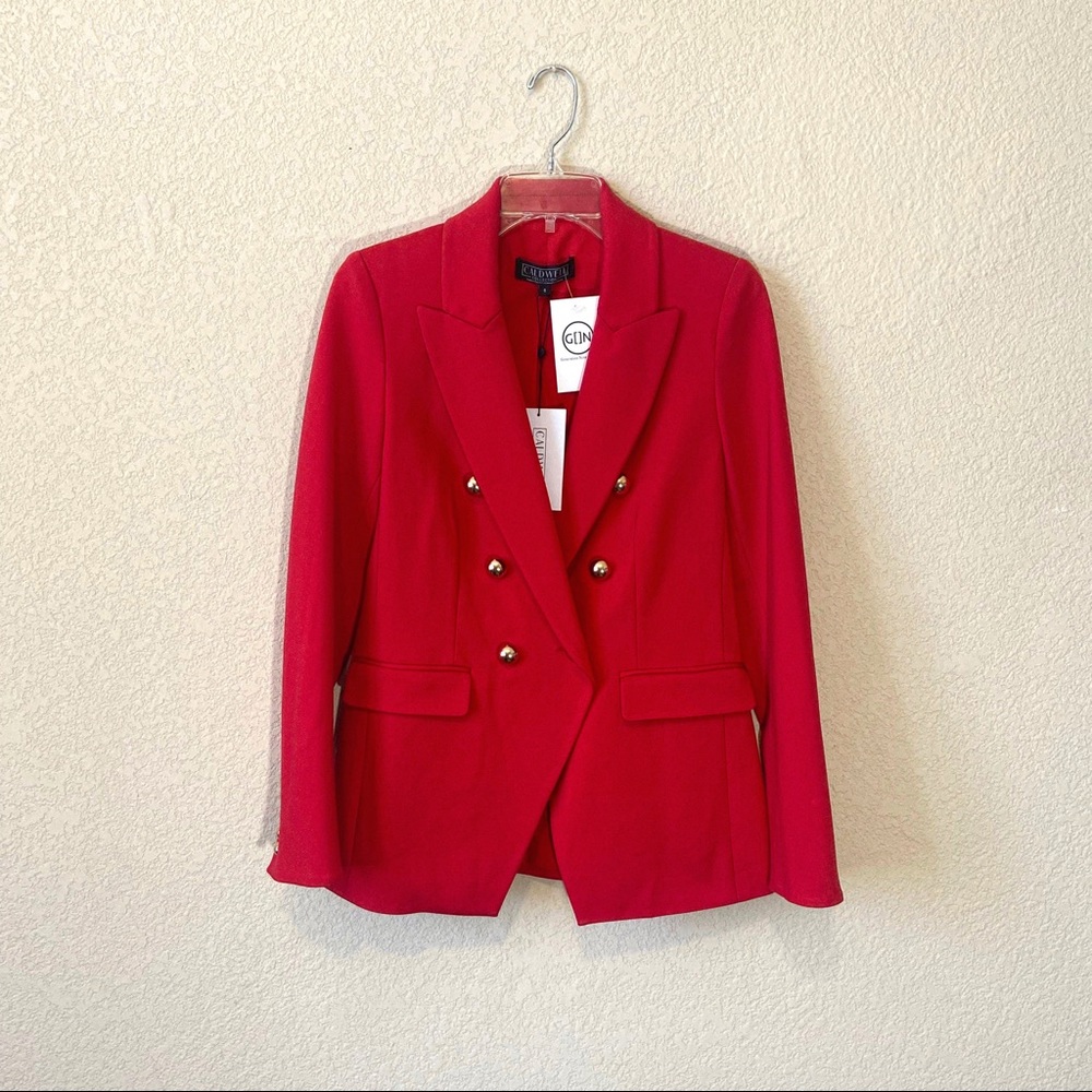 Red Double Breasted Blazer By Caldwell Collection NWT